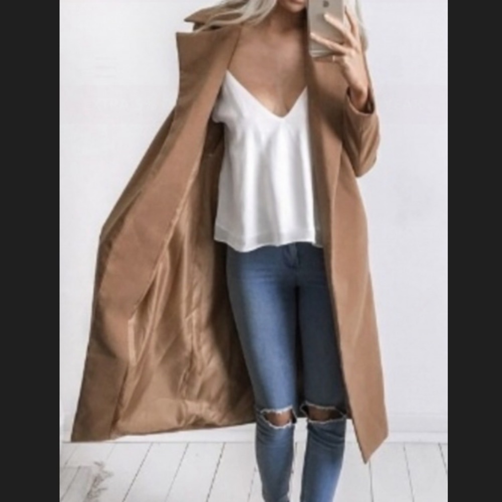 Tan/Khaki longline trench coat